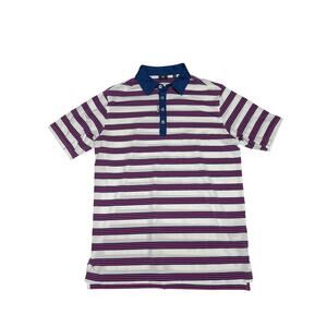 FootJoy Women’s Golf Polo Shirt Medium Blue Pink White Striped Short Sleeve